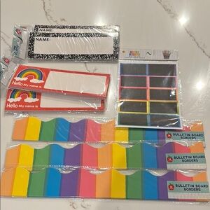 Target teacher classroom Colorful Bulletin Board Borders and Name Tags Set